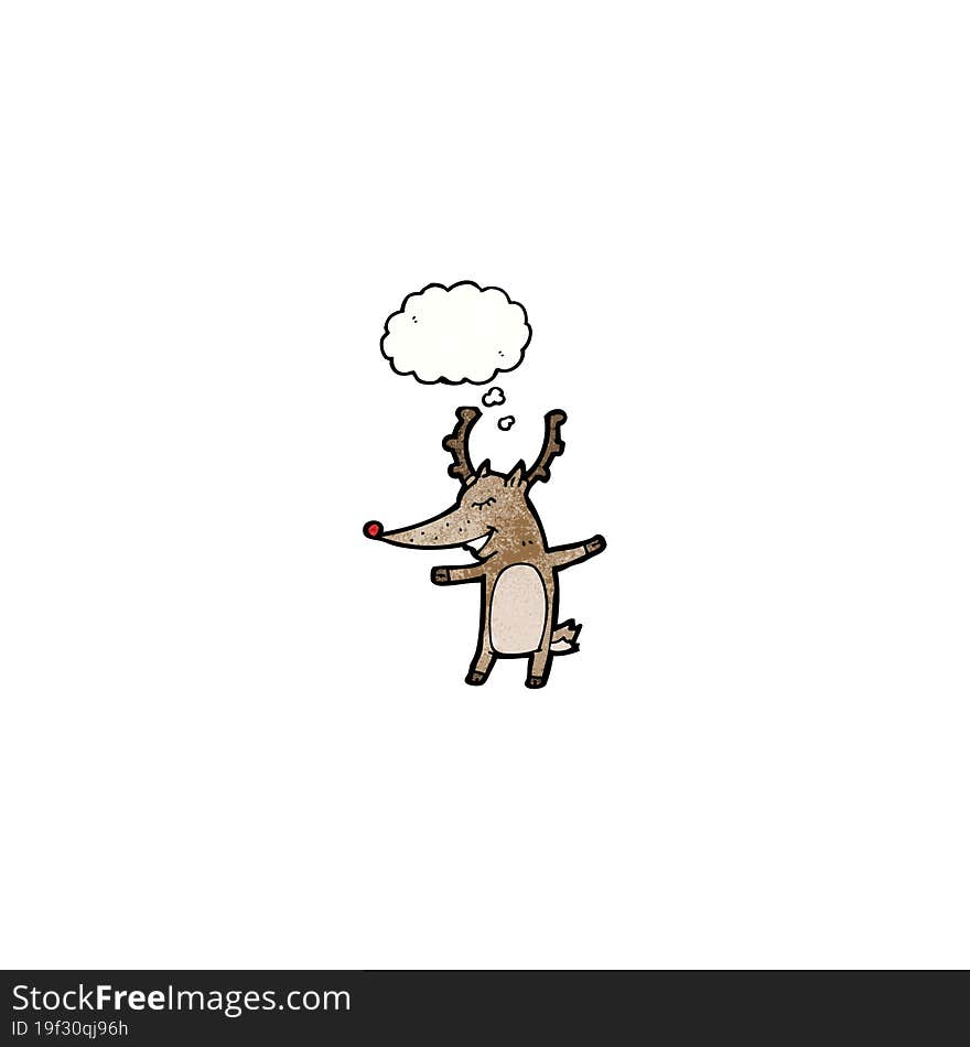 cartoon reindeer with thought bubble