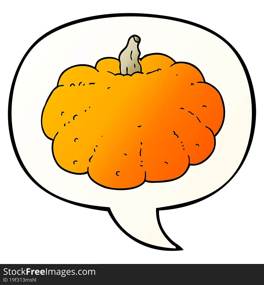 Cartoon Pumpkin And Speech Bubble In Smooth Gradient Style