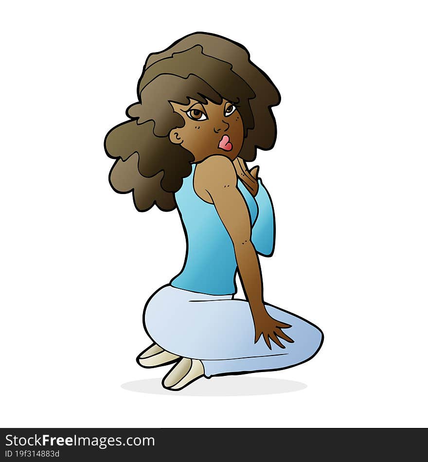 cartoon woman posing