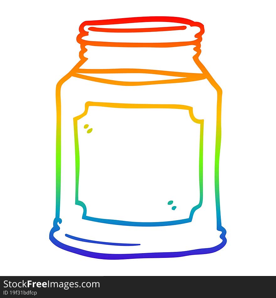 rainbow gradient line drawing cartoon liquid in a jar