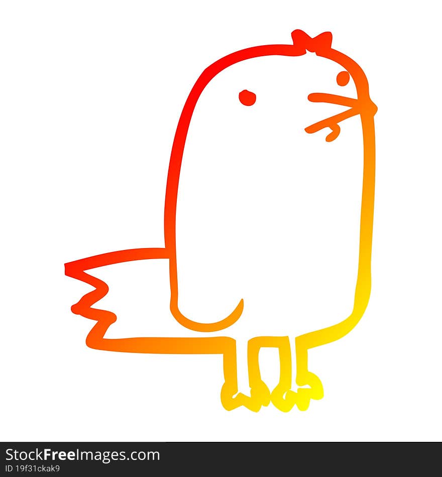 warm gradient line drawing cartoon bird