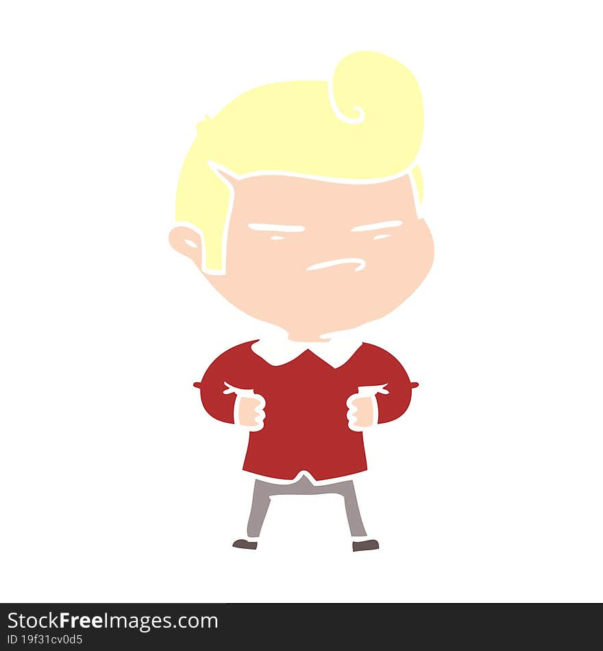 flat color style cartoon cool guy with fashion hair cut