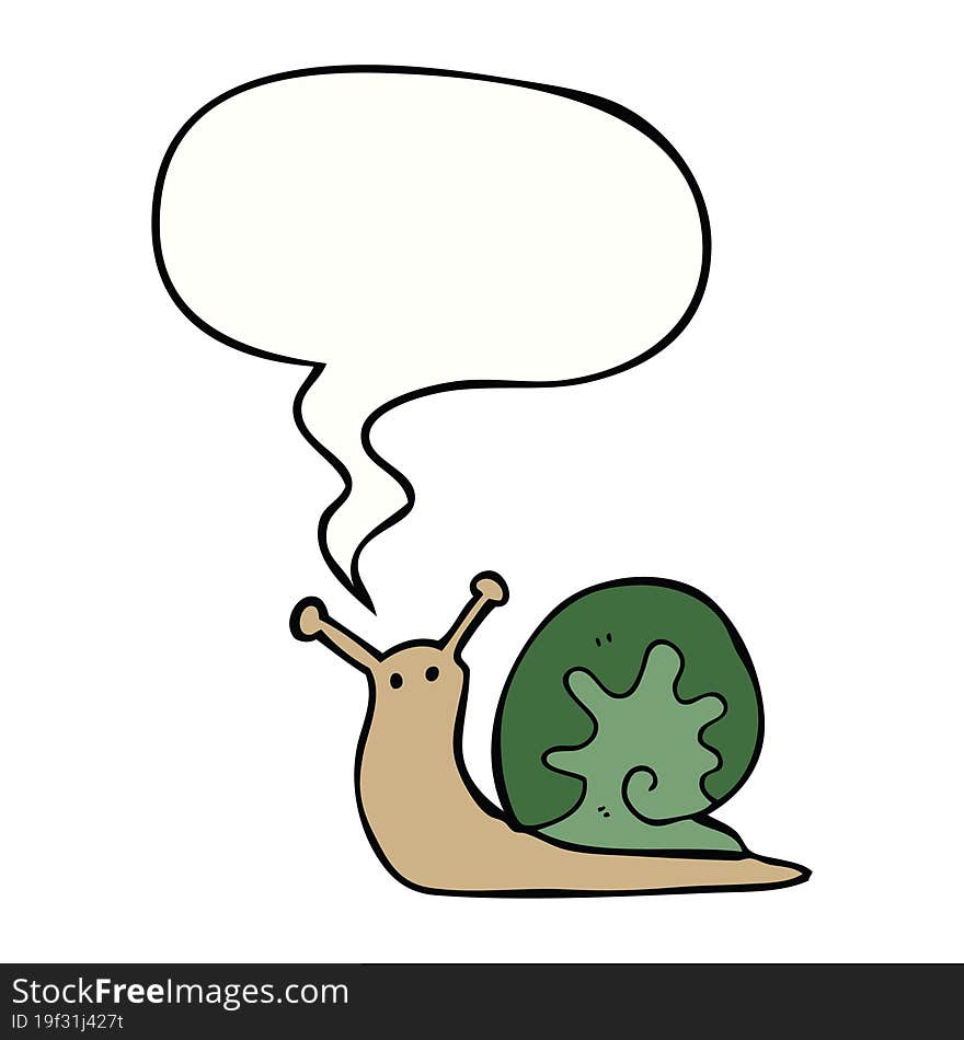 Cartoon Snail And Speech Bubble