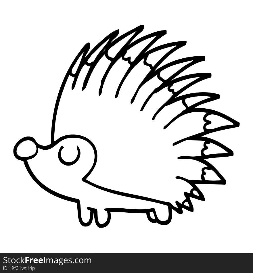 Line Drawing Cartoon Spiky Hedgehog