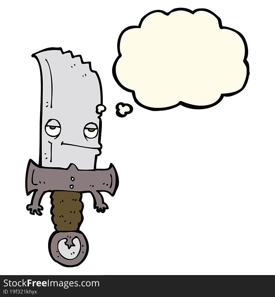 Knife Cartoon Character With Thought Bubble