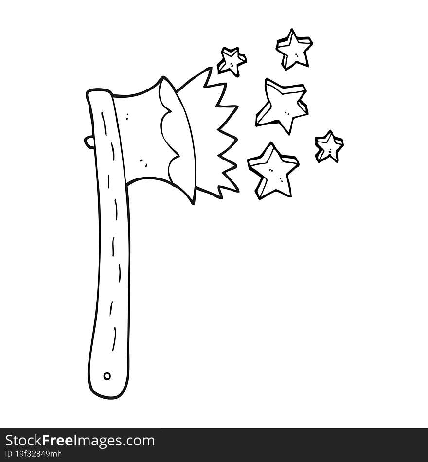 black and white cartoon sharp axe