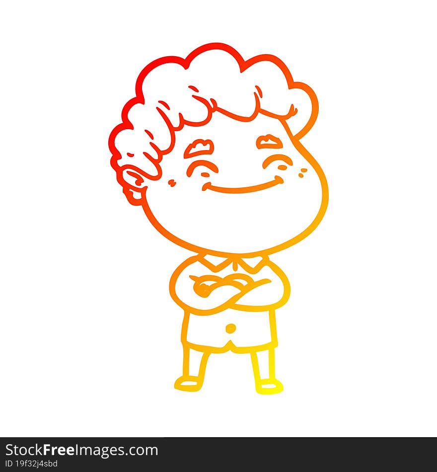 warm gradient line drawing cartoon friendly man