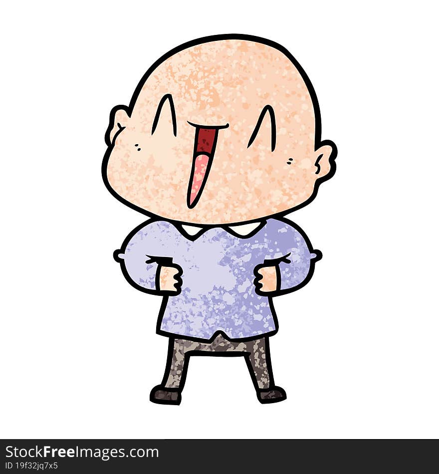 happy cartoon bald man. happy cartoon bald man