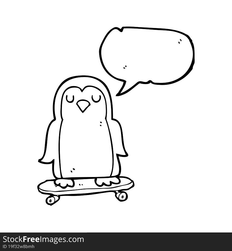 speech bubble cartoon bird on skateboard