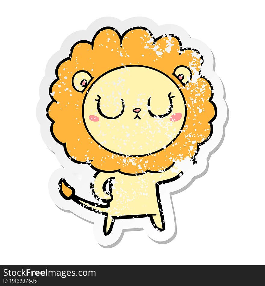 distressed sticker of a cartoon lion