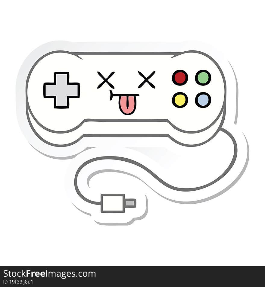 sticker of a cute cartoon game controller