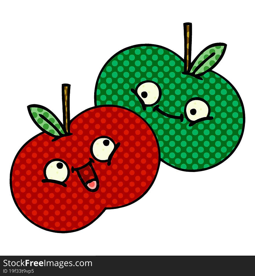 comic book style cartoon of a juicy apple