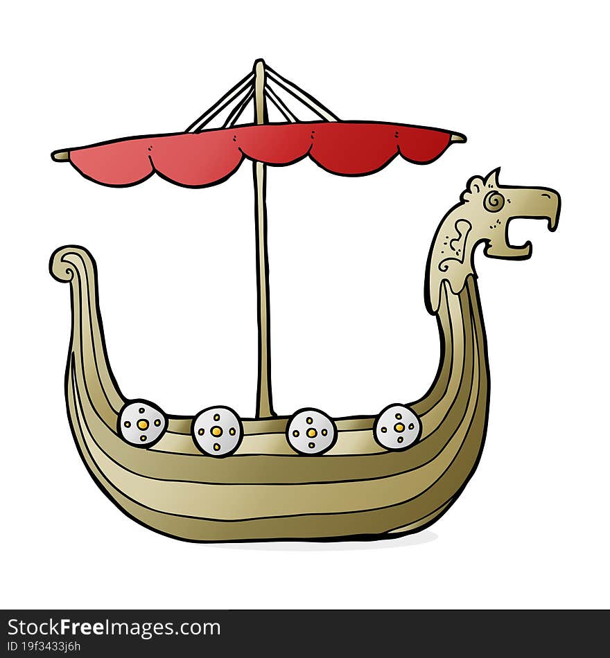 cartoon viking ship