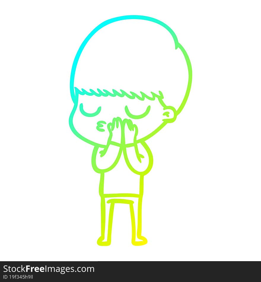 cold gradient line drawing cartoon calm boy