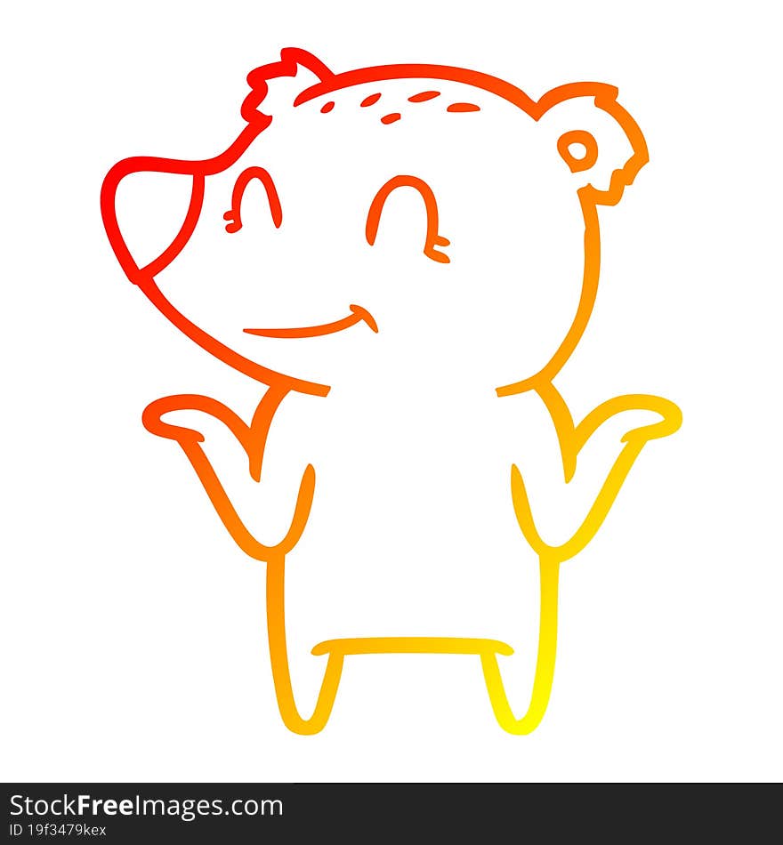 warm gradient line drawing smiling bear shrugging shoulders