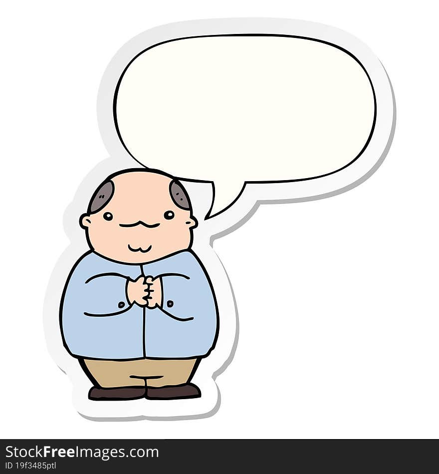 Cartoon Balding Man And Speech Bubble Sticker