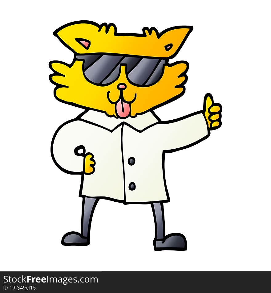 vector gradient illustration cartoon cool cat