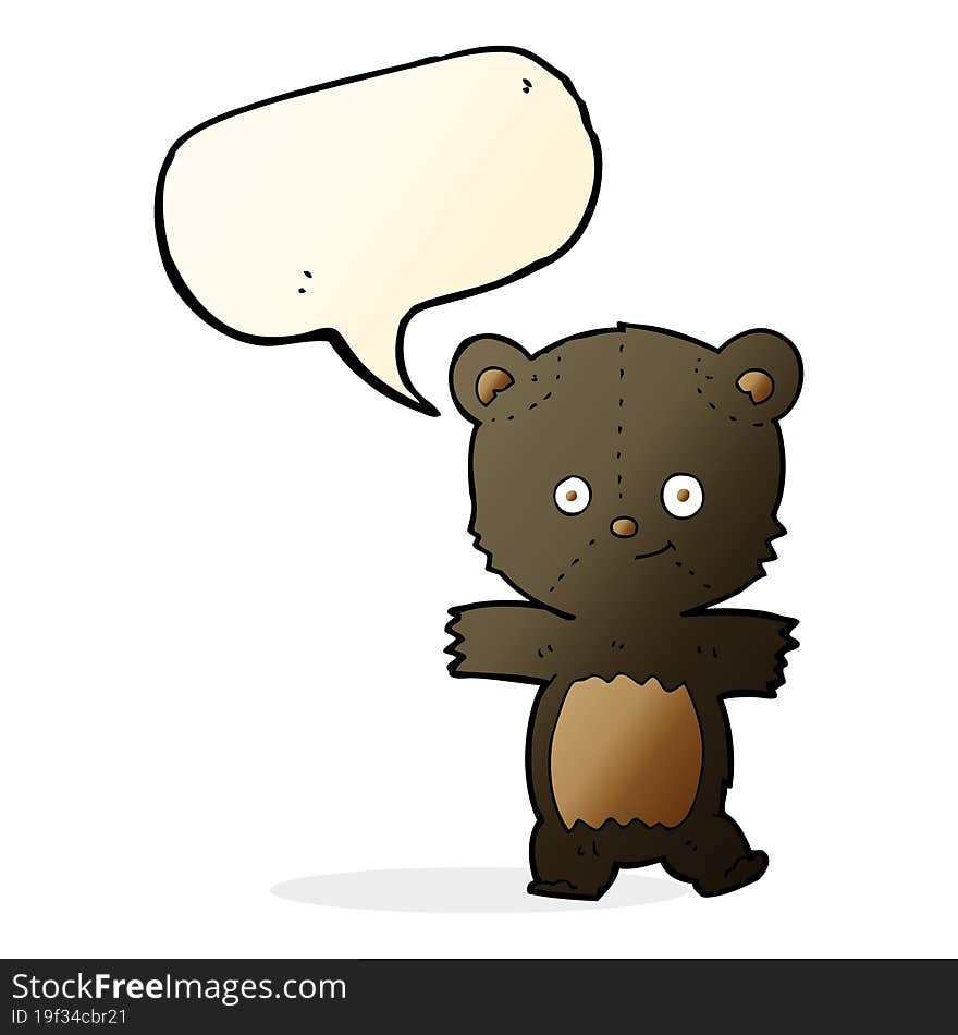 Cute Cartoon Black Bear With Speech Bubble