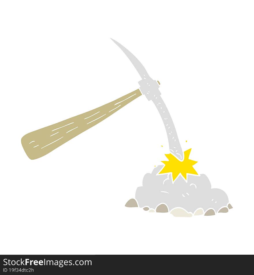 flat color illustration of a cartoon pick axe