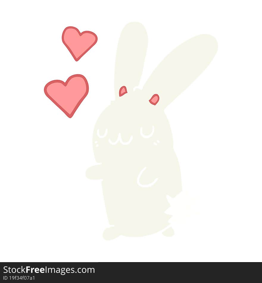 flat color style cartoon rabbit in love