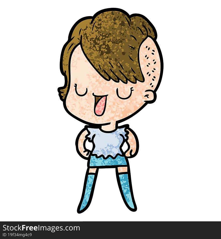 cute cartoon girl with hipster haircut. cute cartoon girl with hipster haircut