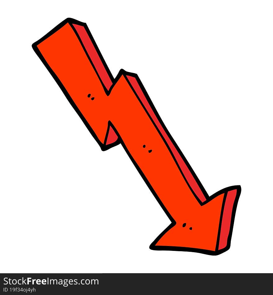 hand drawn doodle style cartoon business loss arrow