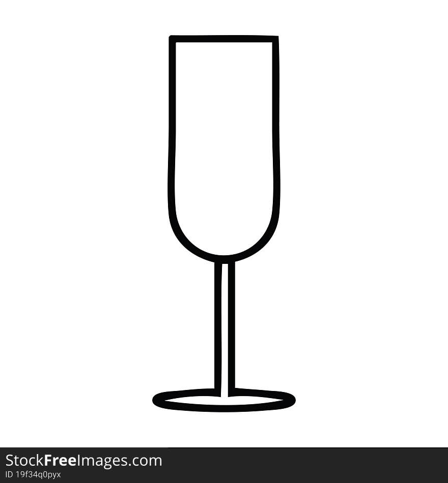 line drawing cartoon of a champagne flute