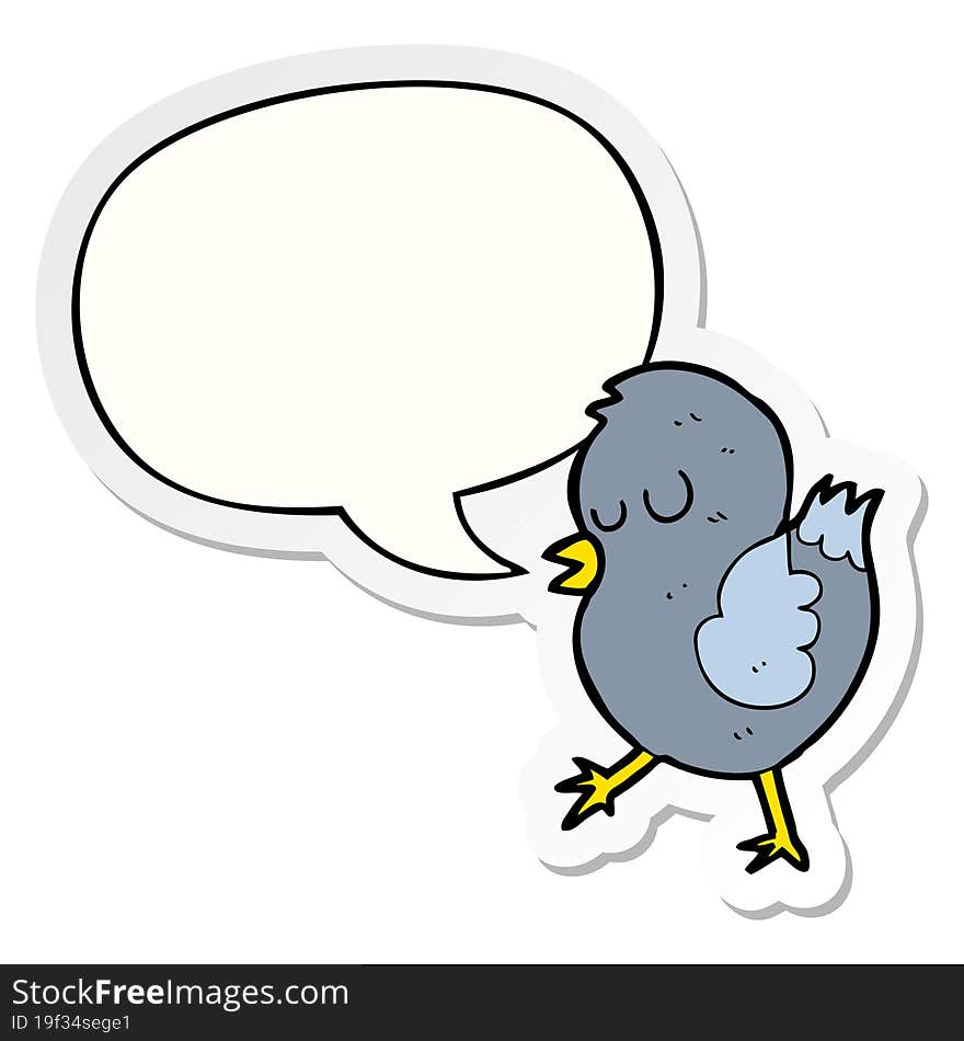 cartoon bird with speech bubble sticker. cartoon bird with speech bubble sticker