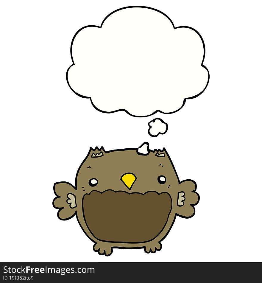 cartoon owl and thought bubble