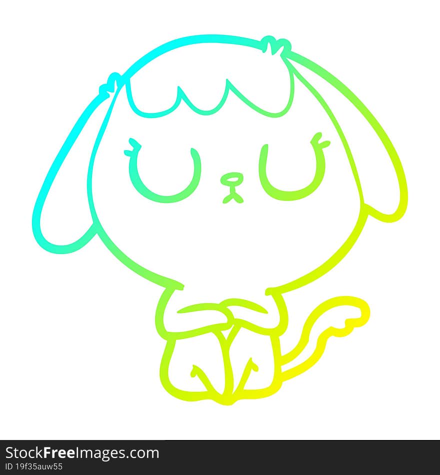 Cold Gradient Line Drawing Cute Cartoon Dog