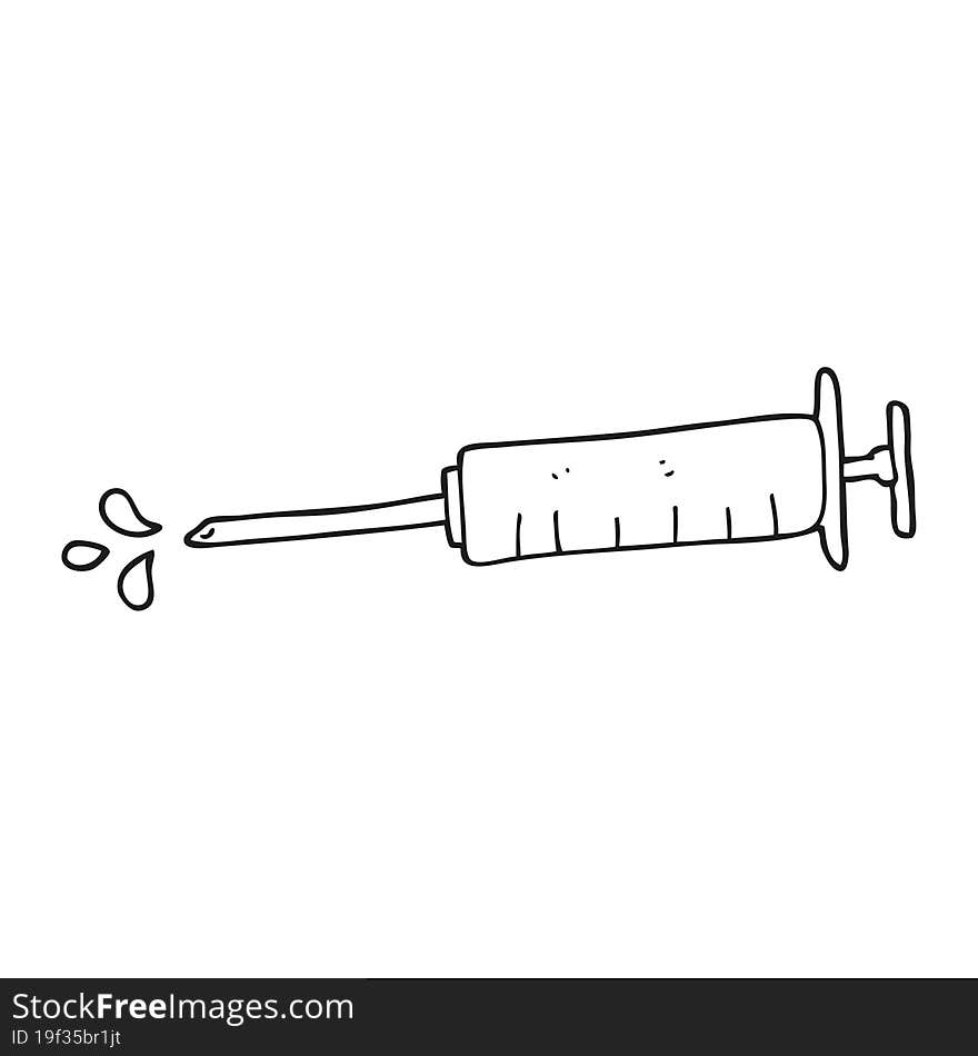 black and white cartoon medical needle