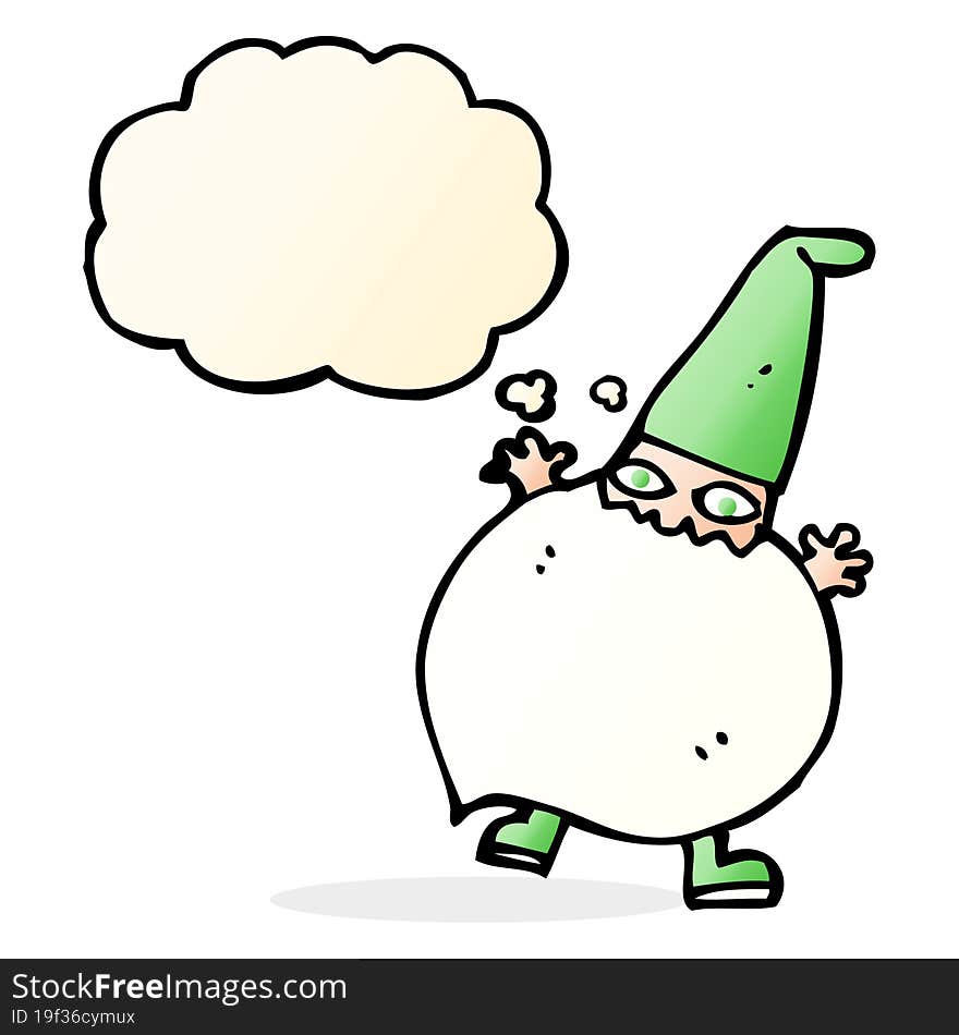 Cartoon Tiny Santa With Thought Bubble