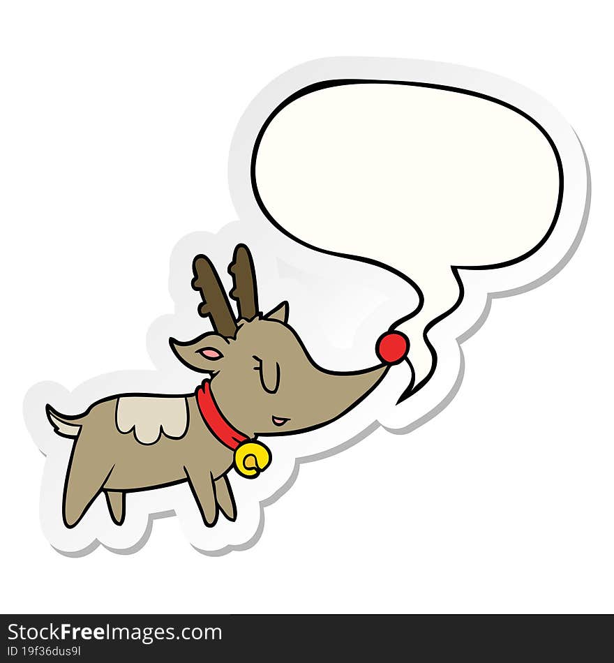 cartoon christmas reindeer with speech bubble sticker