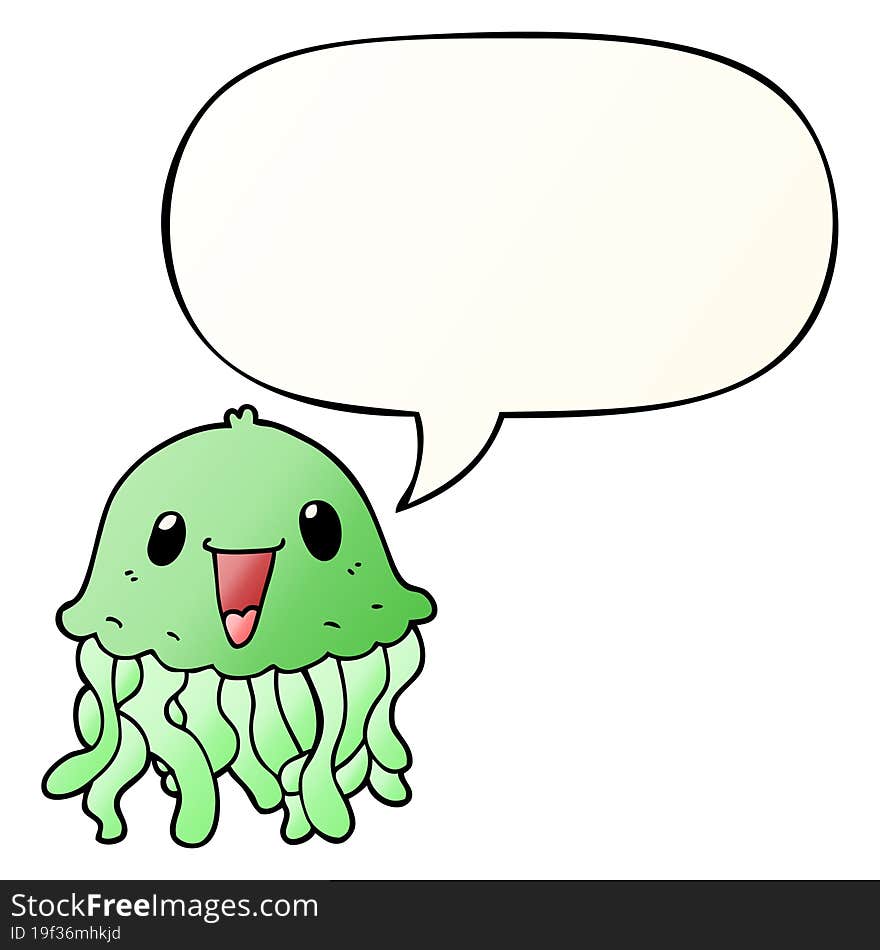 cartoon jellyfish and speech bubble in smooth gradient style