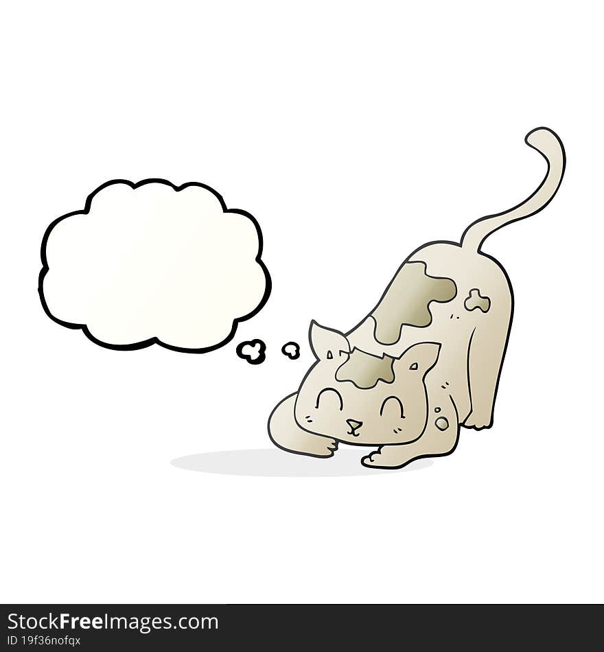 Thought Bubble Cartoon Cat Playing