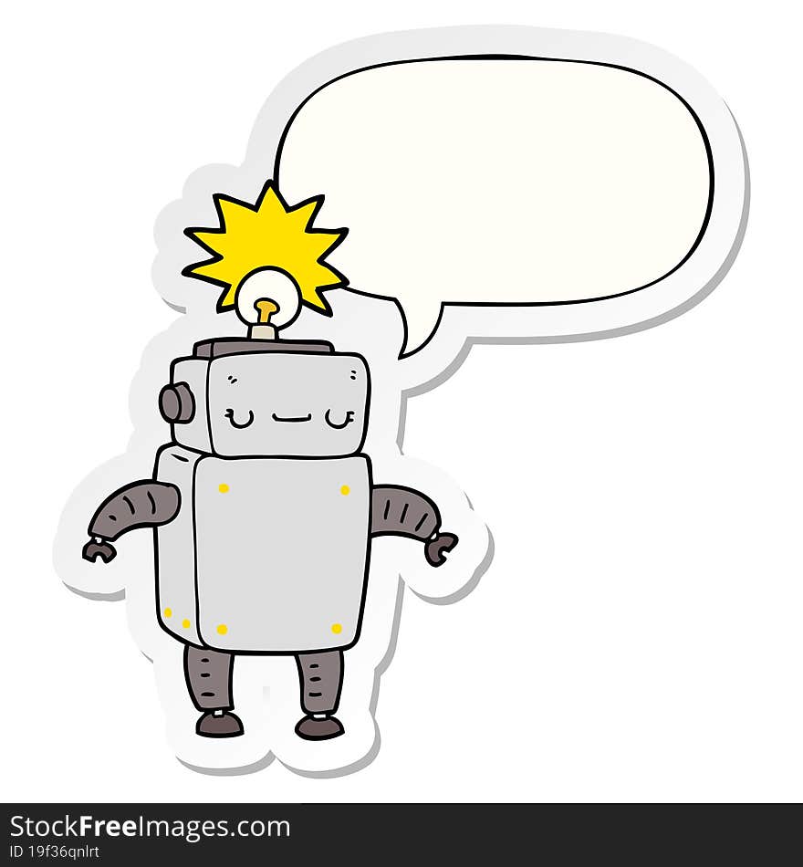 cartoon robot and speech bubble sticker