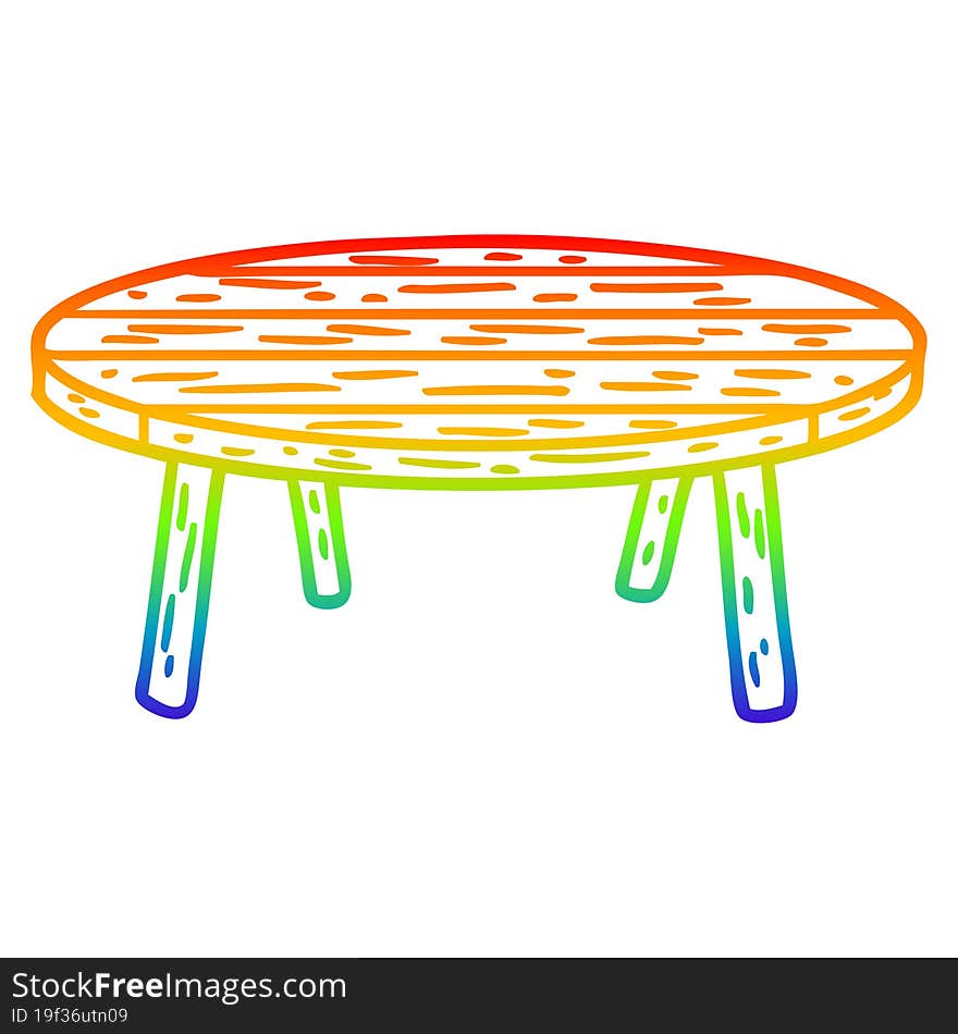 rainbow gradient line drawing wooden table