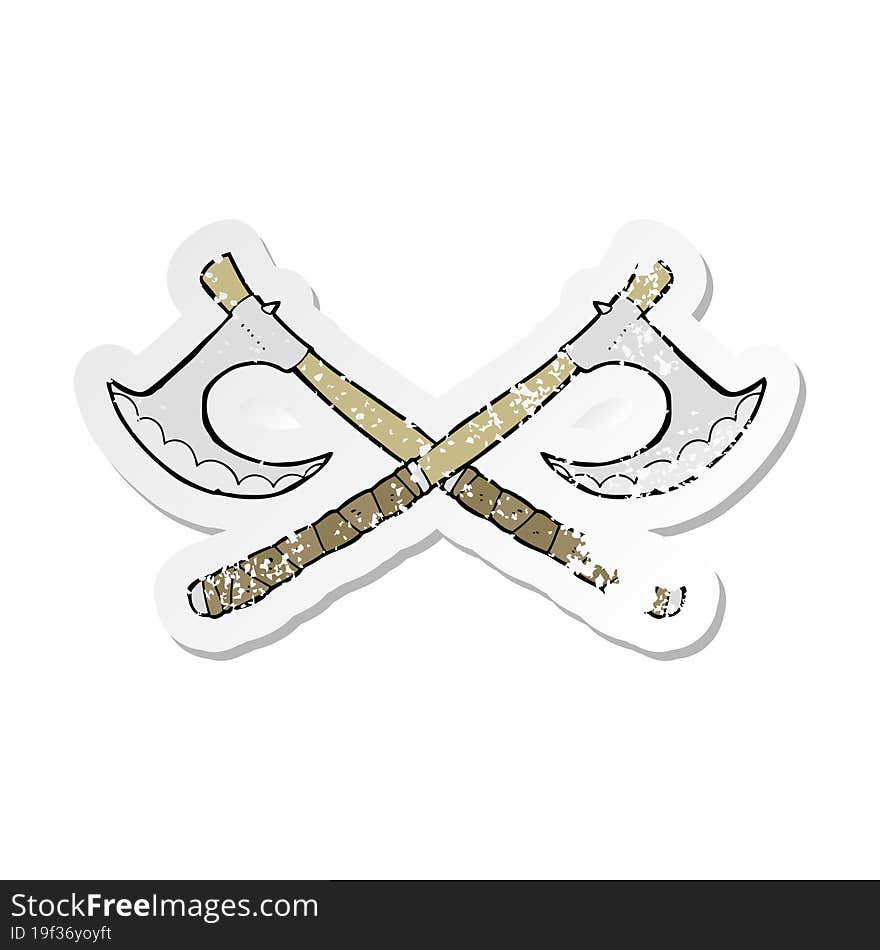 Retro Distressed Sticker Of A Crossed Axes