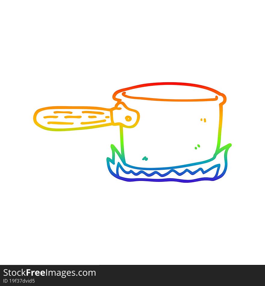 rainbow gradient line drawing cartoon cooking pan