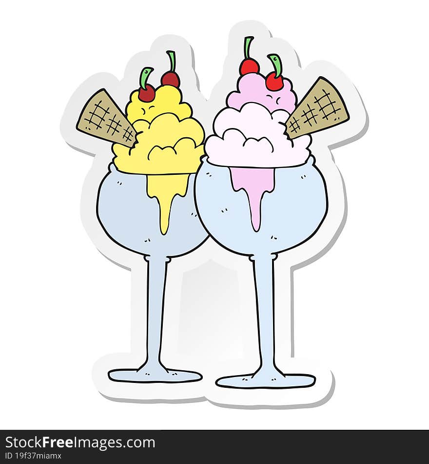 sticker of a cartoon ice cream