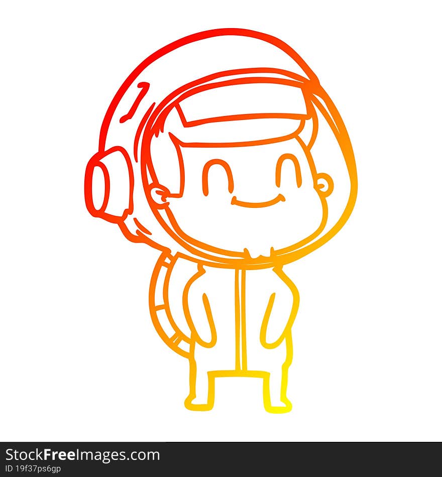 warm gradient line drawing happy cartoon astronaut man