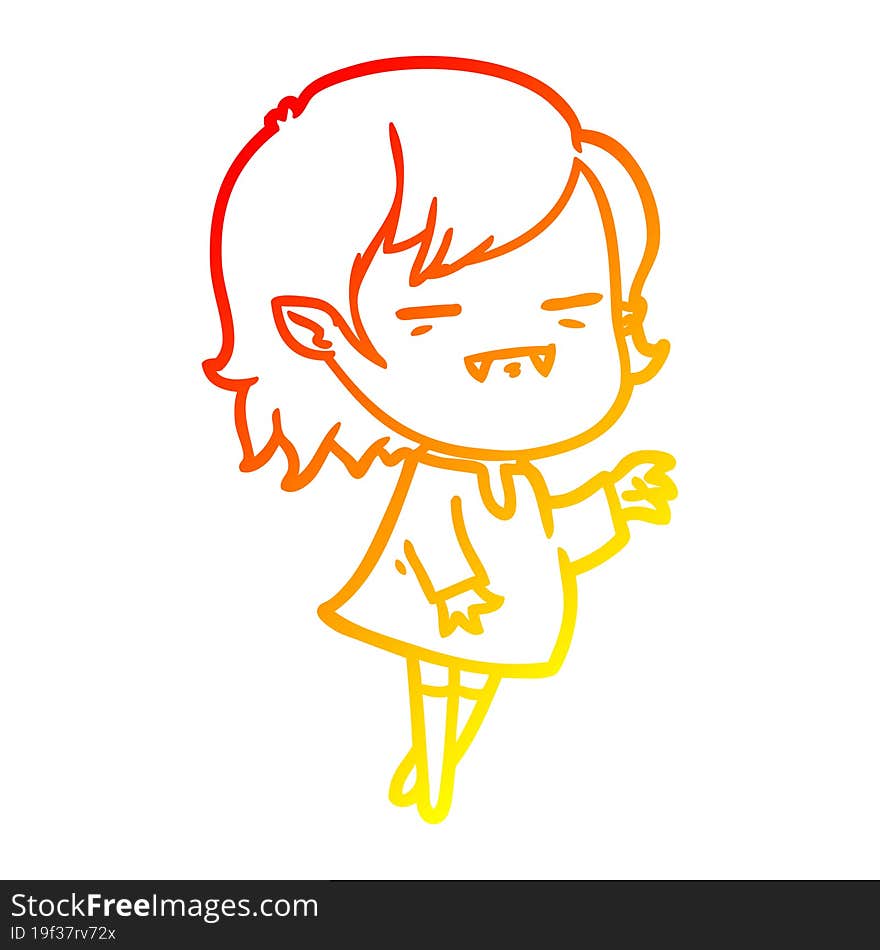 warm gradient line drawing cartoon undead vampire girl reaching out