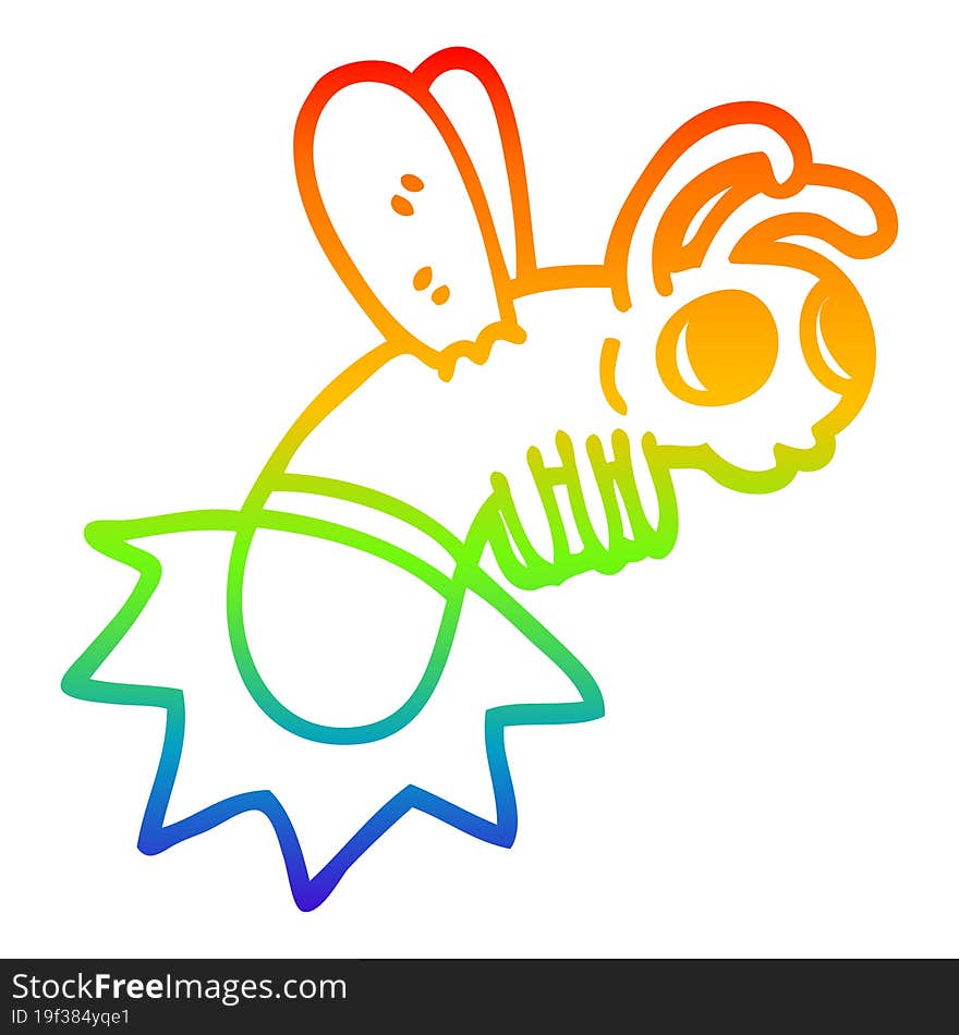 rainbow gradient line drawing cartoon glow bug