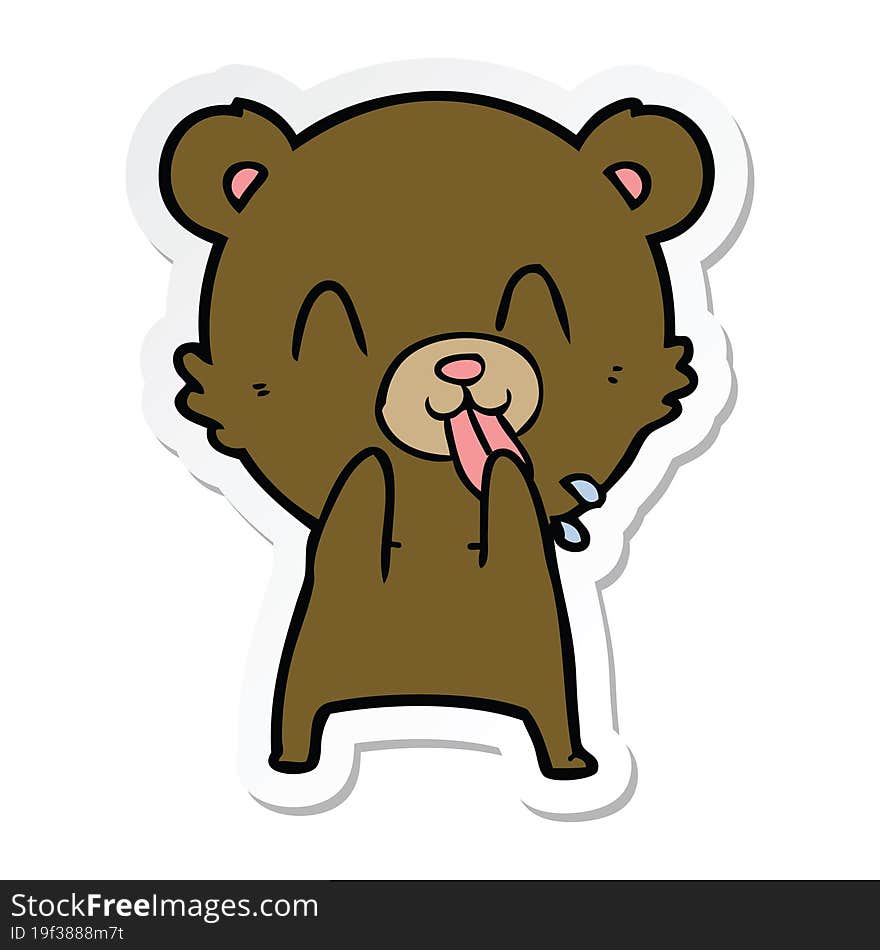 Sticker Of A Rude Cartoon Bear