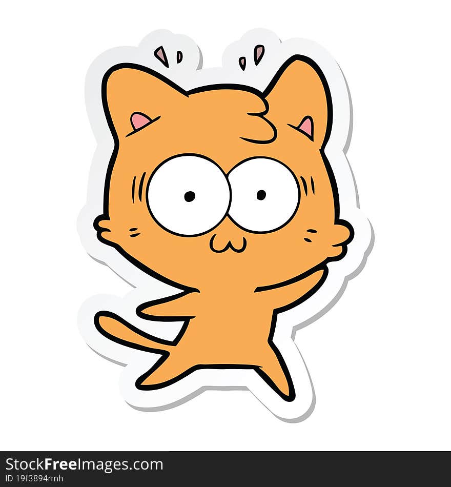 sticker of a cartoon surprised cat