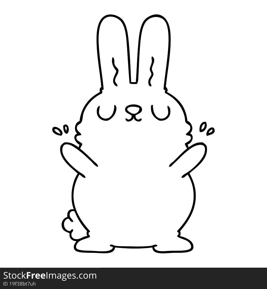 quirky line drawing cartoon rabbit