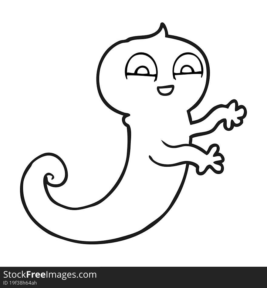 black and white cartoon ghost