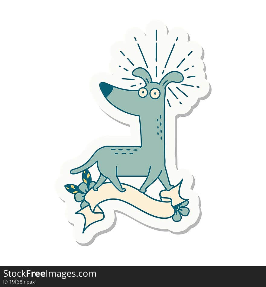 Sticker Of Tattoo Style Surprised Dog