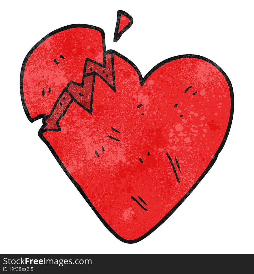 Textured Cartoon Broken Heart