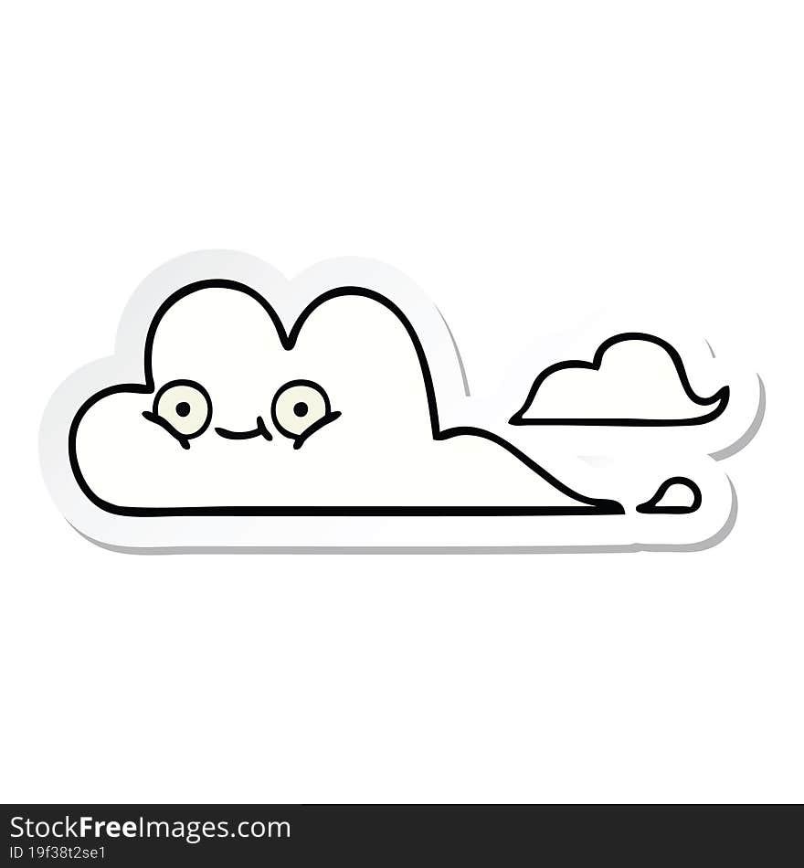 Sticker Of A Cute Cartoon White Cloud